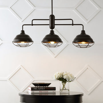 Levi Industrial Farmhouse Iron LED Pendant - JONATHAN Y
